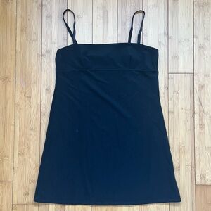 Jalate vintage black square neck mini dress